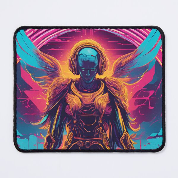 Item preview, Neon-Glowing Cyberpunk Angel T-Shirt - Futuristic Hip God with Electric Halo Art D63 designed and sold by pixelandcrafted.