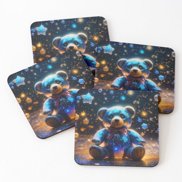 Item preview, Glowing Glass Teddy Bear with Cosmic Stardust designed and sold by koreatvtea.