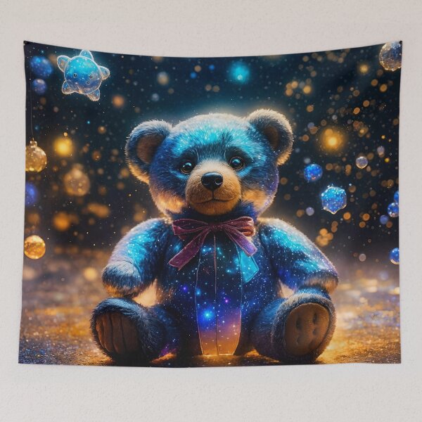 Item preview, Glowing Glass Teddy Bear with Cosmic Stardust designed and sold by koreatvtea.