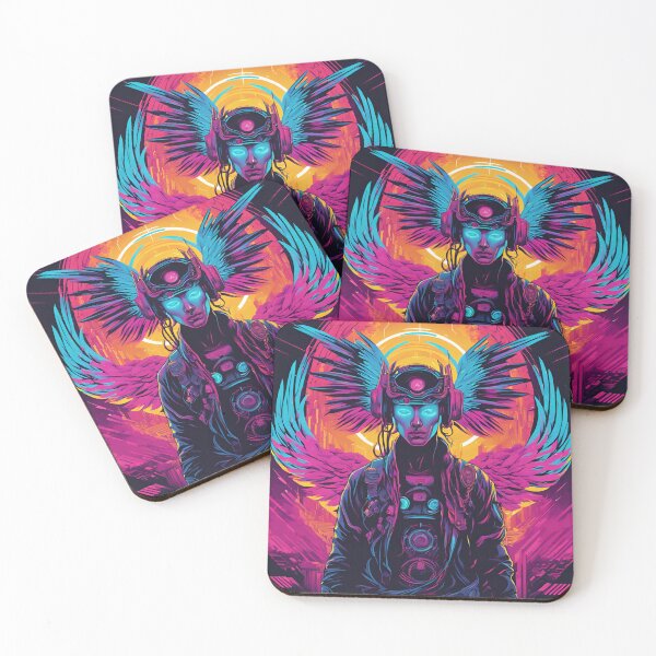 Item preview, Neon-Glowing Cyberpunk Angel T-Shirt - Futuristic Hip God with Electric Halo Art D64 designed and sold by pixelandcrafted.