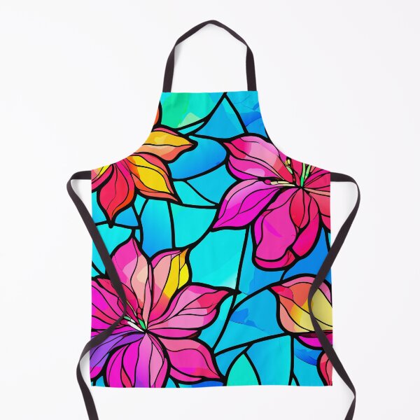 Item preview, FLORAL AND TROPICAL PATTERN O18 - Gift items and personal use / Orchid, Seamless, Leaves, Stained Glass, Pink, Turquoise, Yellow, Flowers, White, Pattern, Art designed and sold by LumDesignArt.