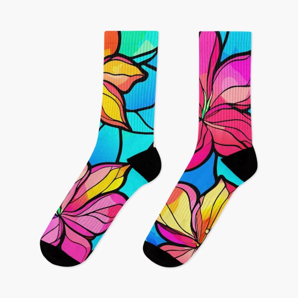 Item preview, FLORAL AND TROPICAL PATTERN O18 - Gift items and personal use / Orchid, Seamless, Leaves, Stained Glass, Pink, Turquoise, Yellow, Flowers, White, Pattern, Art designed and sold by LumDesignArt.