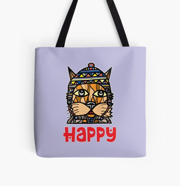 Happy All Over Print Tote Bag