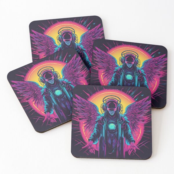 Item preview, Neon-Glowing Cyberpunk Angel T-Shirt - Futuristic Hip God with Electric Halo Art D69 designed and sold by pixelandcrafted.