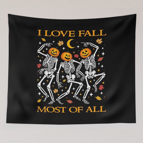 Item preview, I Love Fall Most Of All Funny Halloween Dancing Skeletons Autumn Fall Jack O Lantern Costume  designed and sold by Bad Kitty Designz.