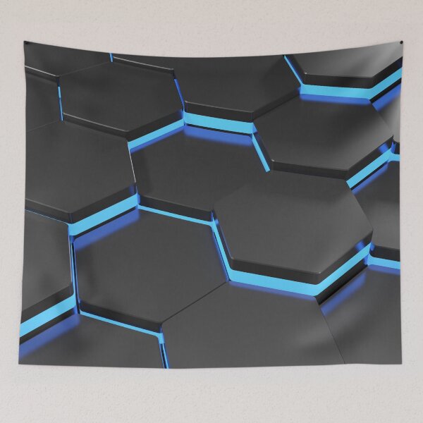Item preview, Hexagonal technological texture with blue lights - 3D rendering designed and sold by carlotoffolo.