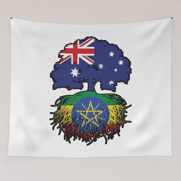 Item preview, Ethiopia Ethiopian Australian Australia Tree Roots Flag designed and sold by FlagX.