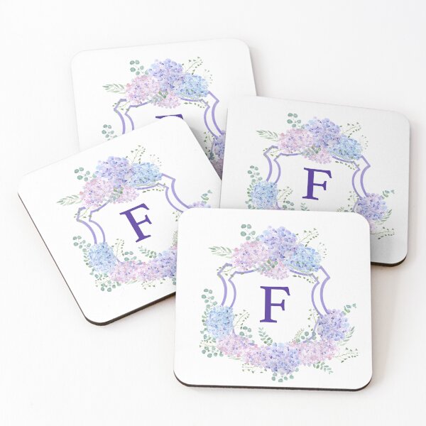 Item preview, purple blue pink hydrangea alphabet letter F arts  designed and sold by ColorandColor.
