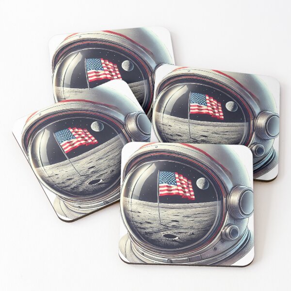 Item preview, Astronaut Helmet Moon USA Flag designed and sold by zeeteezofficial.