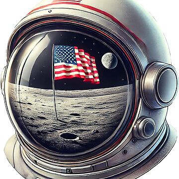 Artwork thumbnail, Astronaut Helmet Moon USA Flag by zeeteezofficial