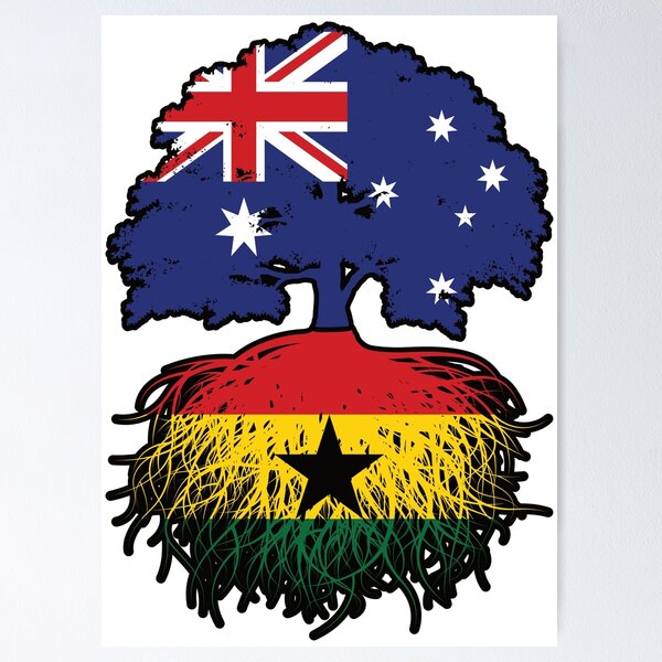 Item preview, Ghana Ghanaian Australian Australia Tree Roots Flag designed and sold by FlagX.