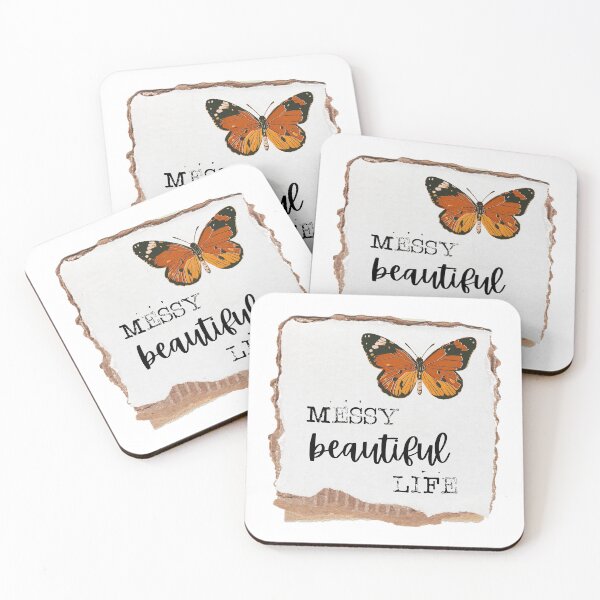 Item preview, Messy Beautiful Life - scrapbook style butterfly, stamped quote designed and sold by thephoenixsoul.
