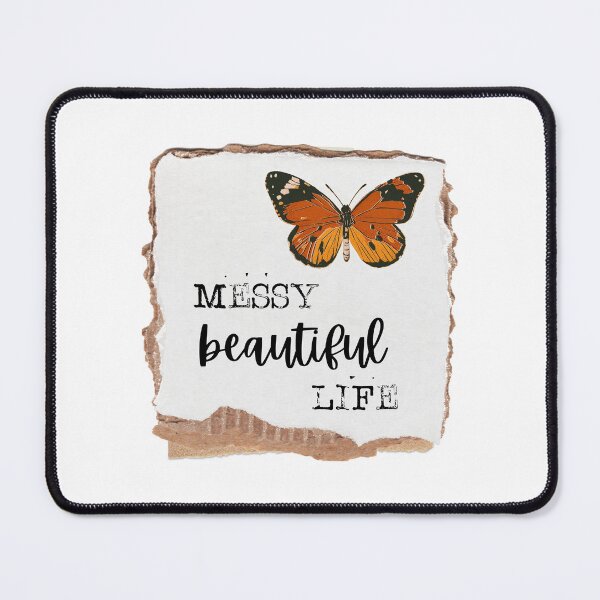 Item preview, Messy Beautiful Life - scrapbook style butterfly, stamped quote designed and sold by thephoenixsoul.