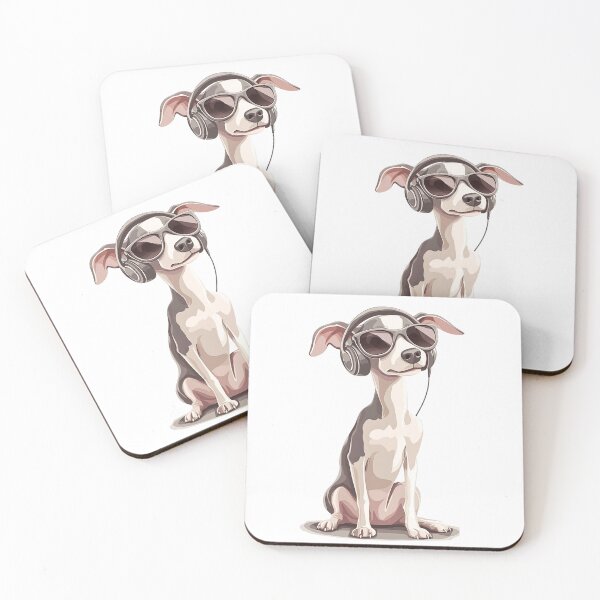 Item preview, Cool Whippet Dog Wearing Headphones designed and sold by ChaosReigns91.