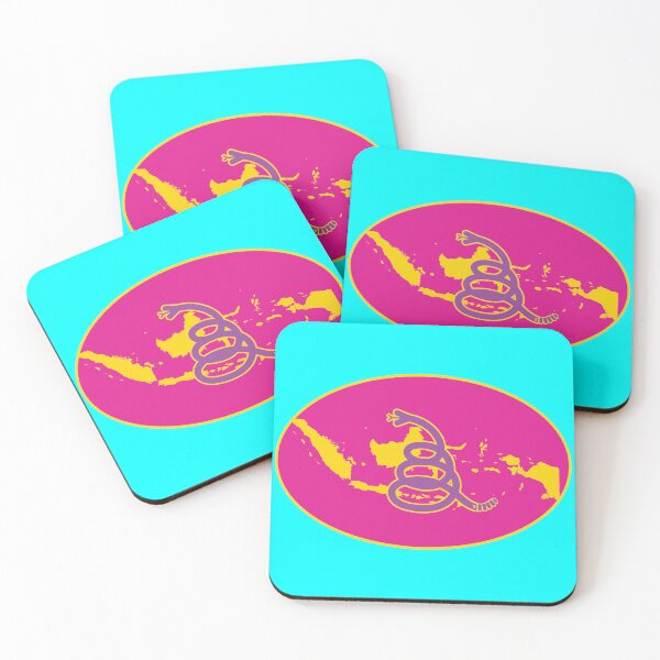Item preview, 80s colors on Aqua default Background - INDONESIA - Freedom Is The Superpower - Modern Gadsden Snake Flag - Dont Tread On Me design designed and sold by pelagio.