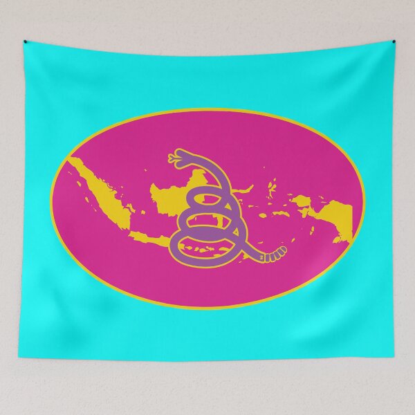 Item preview, 80s colors on Aqua default Background - INDONESIA - Freedom Is The Superpower - Modern Gadsden Snake Flag - Dont Tread On Me design designed and sold by pelagio.