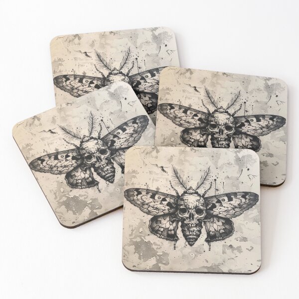 Item preview, Ink Moth, Tattoo, Death Head Moth, moth, ink, black, goth, wings, skull, gift for her, gift for him designed and sold by ANotiontoKnit.