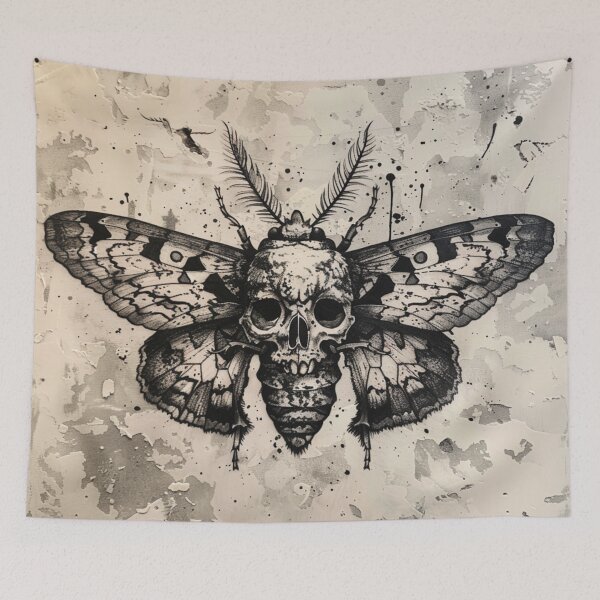 Item preview, Ink Moth, Tattoo, Death Head Moth, moth, ink, black, goth, wings, skull, gift for her, gift for him designed and sold by ANotiontoKnit.
