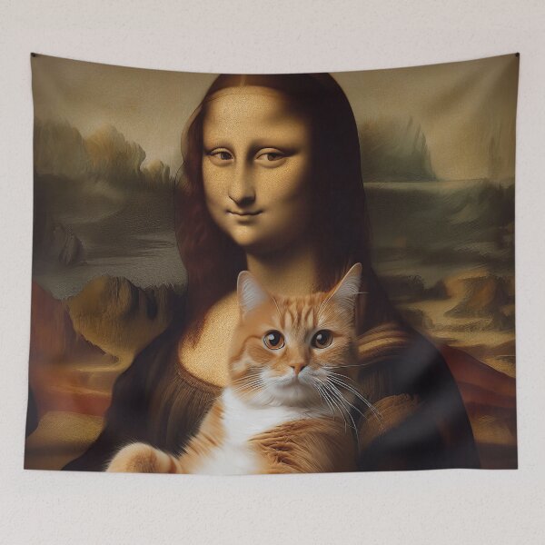 Item preview, Mona Lisa With Orange Cat Funny Art designed and sold by RadiantFoxTees.
