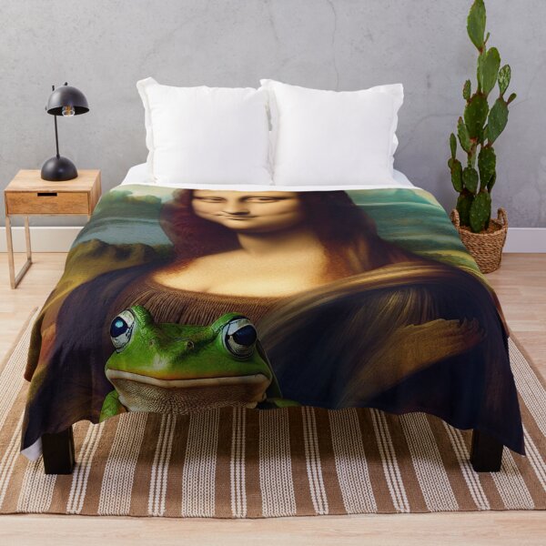 Item preview, Mona Lisa With Green Frog Funny Art designed and sold by RadiantFoxTees.