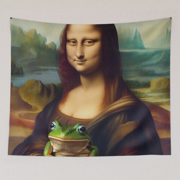 Item preview, Mona Lisa With Green Frog Funny Art designed and sold by RadiantFoxTees.
