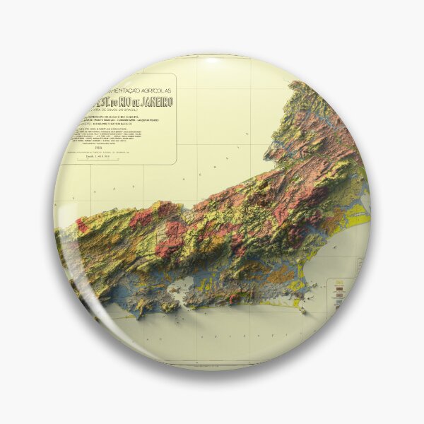 Item preview, 1955 Rio de Janeiro, Brazil, Shaded Relief Map 3D digitally-rendered designed and sold by ThinkAboutMaps.