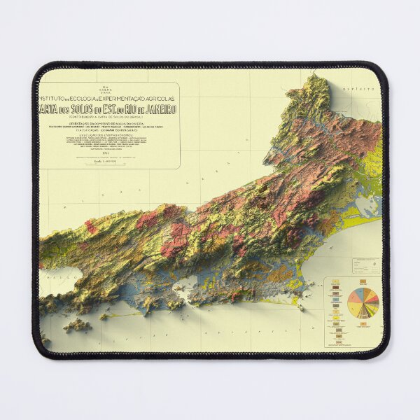 Item preview, 1955 Rio de Janeiro, Brazil, Shaded Relief Map 3D digitally-rendered designed and sold by ThinkAboutMaps.
