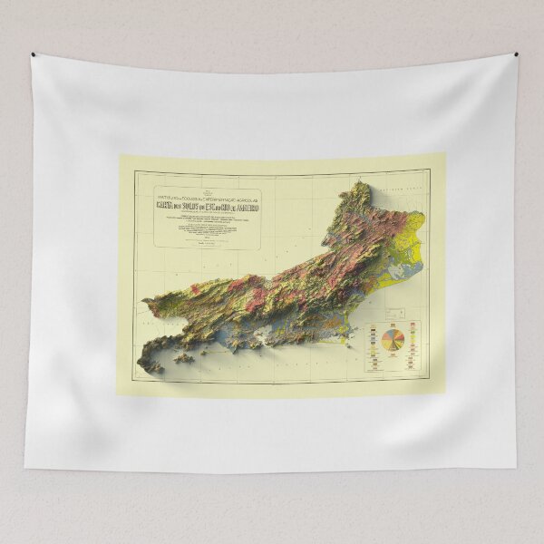 Item preview, 1955 Rio de Janeiro, Brazil, Shaded Relief Map 3D digitally-rendered designed and sold by ThinkAboutMaps.