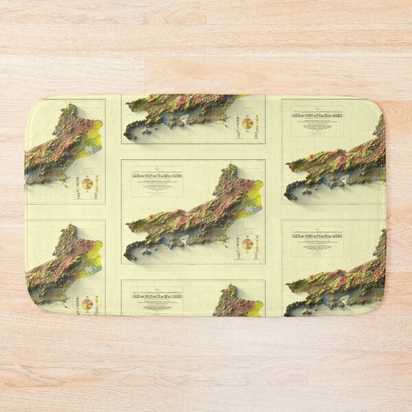 Item preview, 1955 Rio de Janeiro, Brazil, Shaded Relief Map 3D digitally-rendered designed and sold by ThinkAboutMaps.