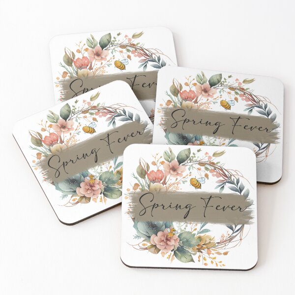 Item preview, Spring Fever Wreath - floral leafy watercolour wreath with bees for Springtime Decor designed and sold by Chestnut Falls Studio.