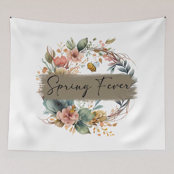 Item preview, Spring Fever Wreath - floral leafy watercolour wreath with bees for Springtime Decor designed and sold by Chestnut Falls Studio.