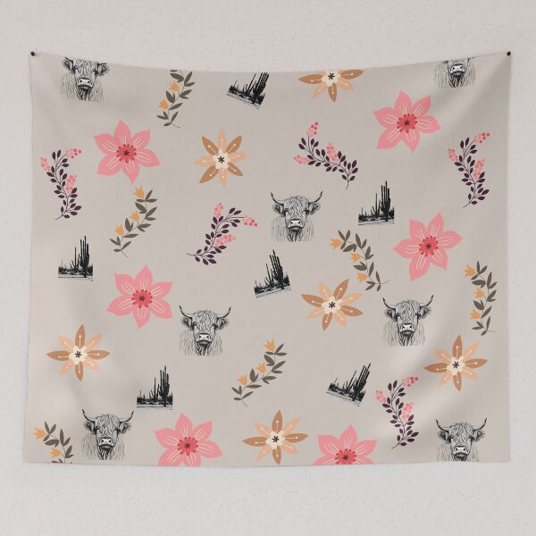 Item preview, Desert Floral Highland Cow Pattern designed and sold by WildHeart07.