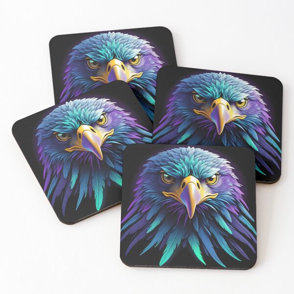 Item preview, Vibrant Neon Eagle Digital Art - Majestic Bird in Glowing Colors designed and sold by creativaimages.