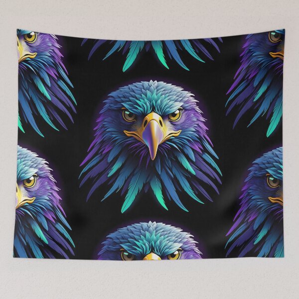 Item preview, Vibrant Neon Eagle Digital Art - Majestic Bird in Glowing Colors designed and sold by creativaimages.