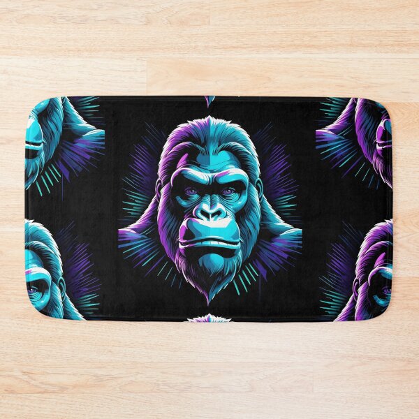 Item preview,  Vibrant Neon Orangutan Digital Art - Majestic Primate in Glowing Colors designed and sold by creativaimages.