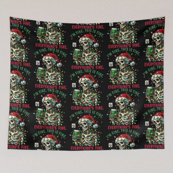 Item preview, I'm Fine This Is Fine Everything's Fine | Funny Christmas Skeleton designed and sold by Qudkin.