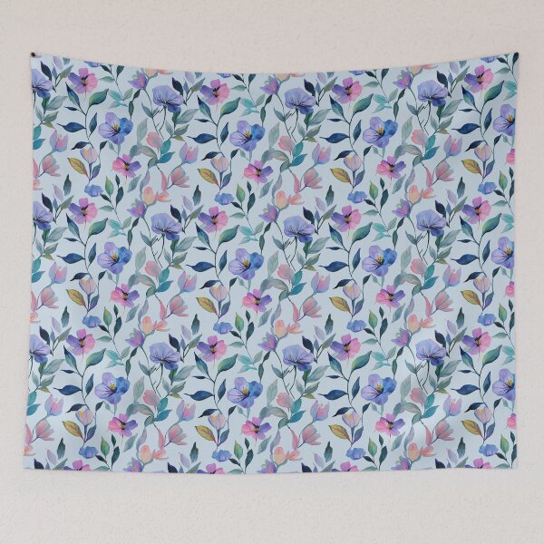 Item preview, Vibrant Blue and Pink Watercolor Floral Seamless Patter designed and sold by KennySeamless.