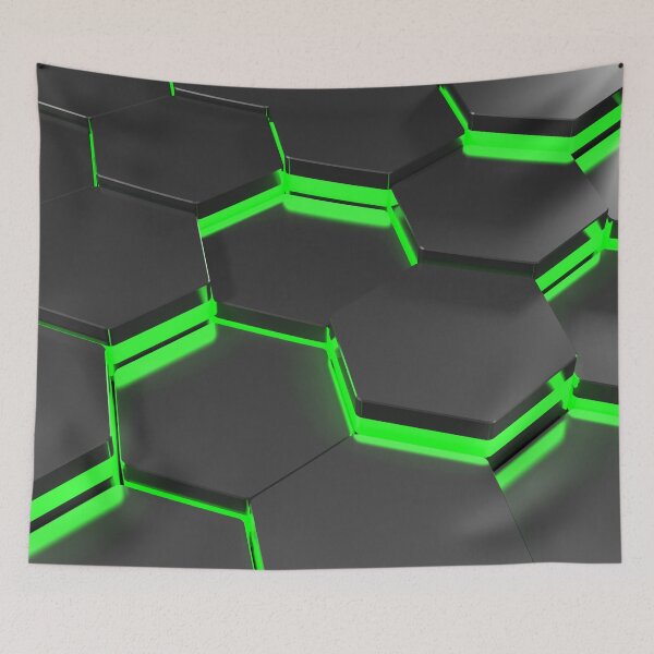 Item preview, Hexagonal technological texture with green lights - 3D rendering designed and sold by carlotoffolo.