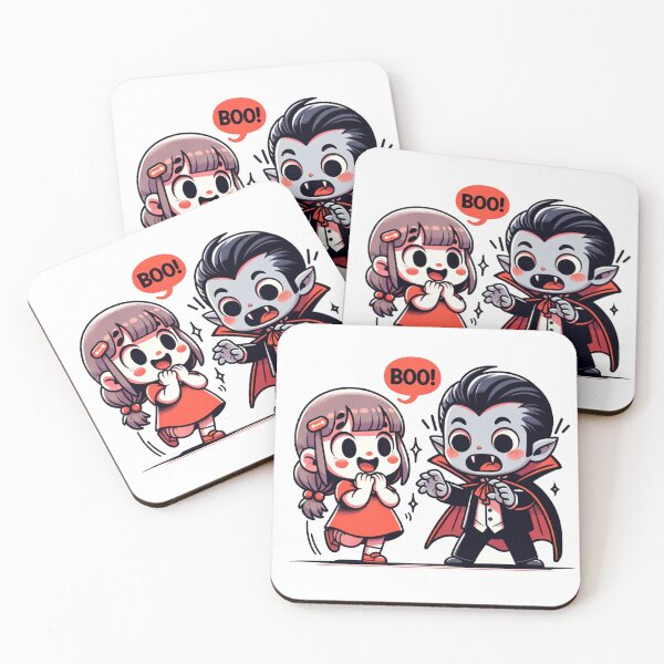 Item preview, Boo! Little Girl scares a Vampire - cute kawaii digital illustration designed and sold by geetarv.