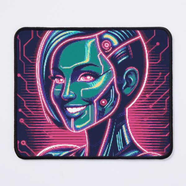 Artikelvorschau, Pixelart Neon Cyber Girl Portrait #13 entworfen und verkauft von captainglondo.