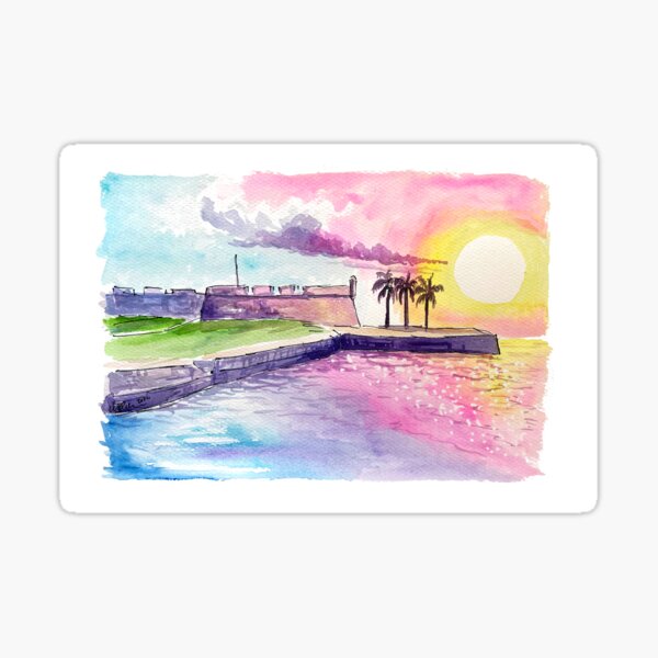 Item preview, Historic Spanish Fort in St Augustine Florida at Sunset designed and sold by artshop77.