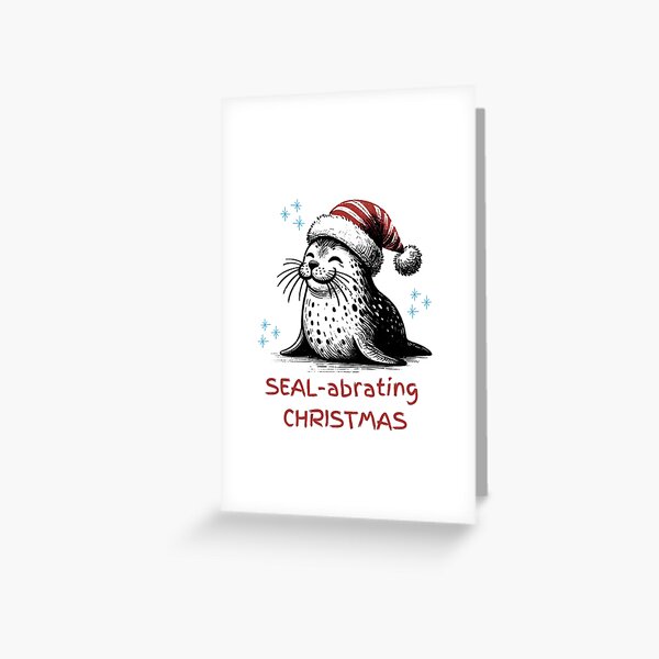 Item preview, Funny Seal with Santa Hat - Seal-abrating Christmas - Minimalist Animal Art designed and sold by BeaverFriends.