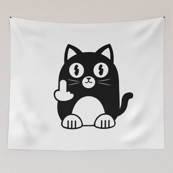 Item preview, Black Cat Middle Finger designed and sold by brandingpro.