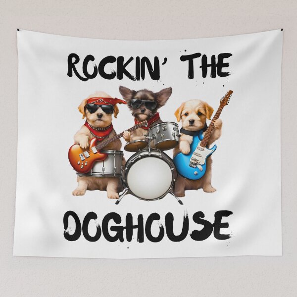 Item preview, Rockin' the Doghouse - Funny Puppy Rock Band Design designed and sold by Fredster1966.