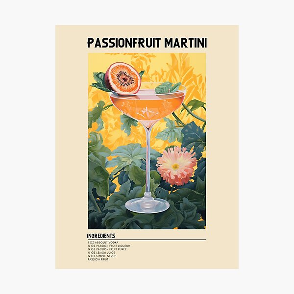 Item preview, Passionfruit Martini Cocktail Recipe Poster designed and sold by ArtHausPrint.