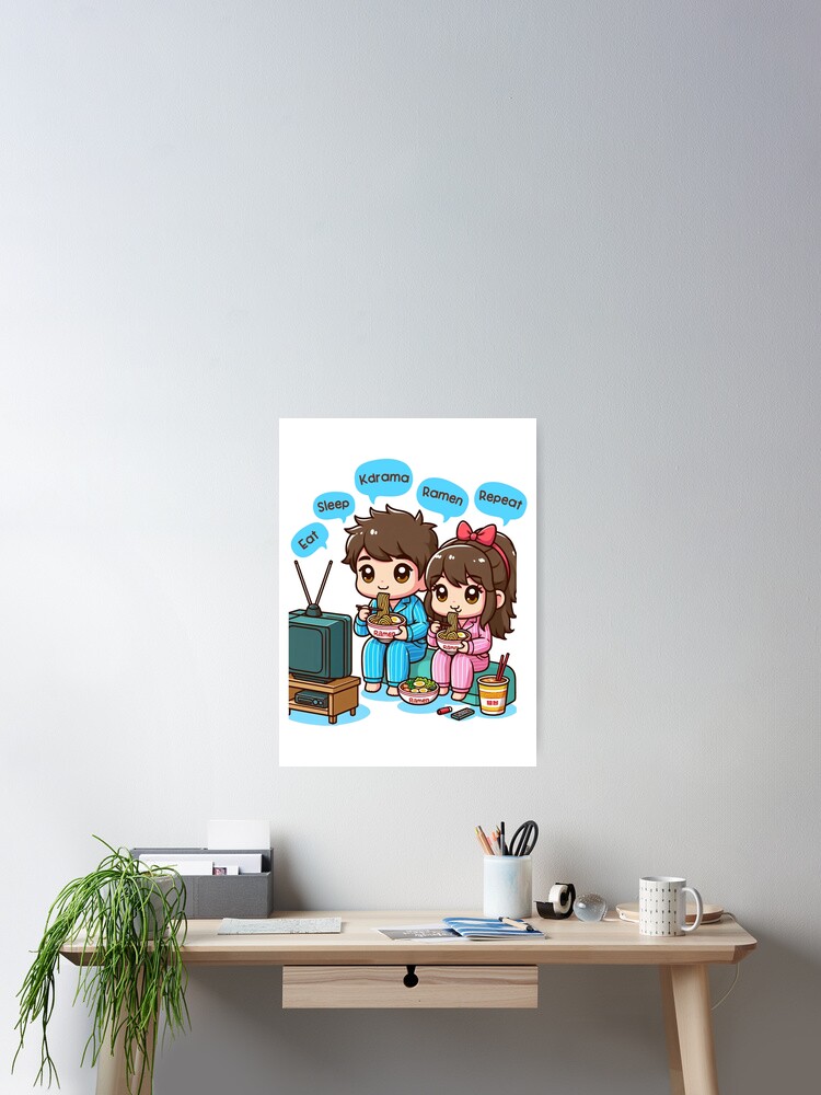 Eat Sleep Kdrama Repeat Couple - Funny Kdrama  Poster