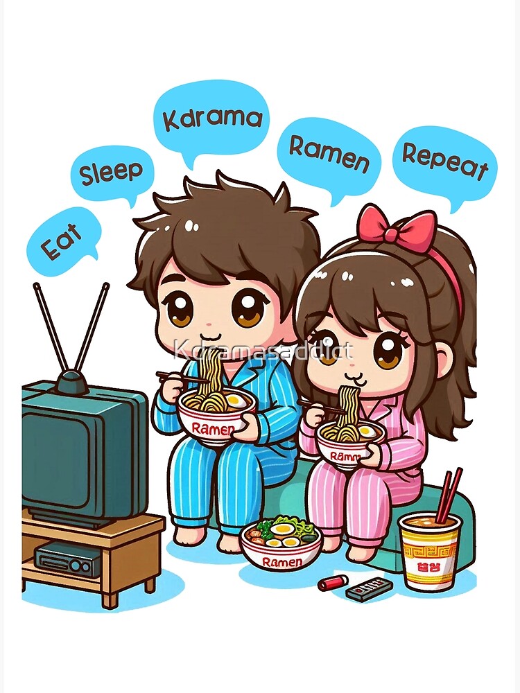 Eat Sleep Kdrama Repeat Couple - Funny Kdrama  Poster