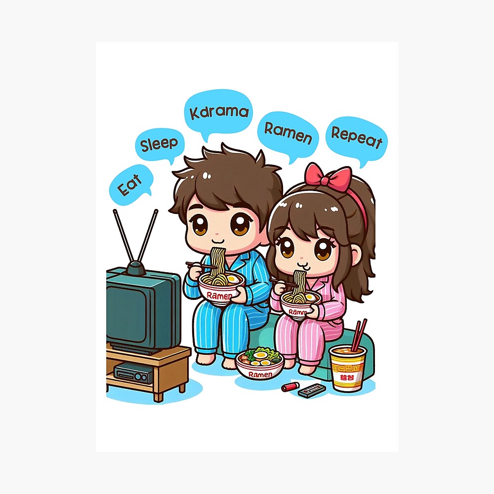 Eat Sleep Kdrama Repeat Couple - Funny Kdrama  Poster