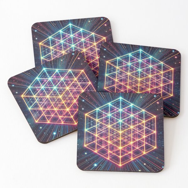 Item preview, Endless 4D Tesseract Neon Space Pattern designed and sold by Meta2Physical.