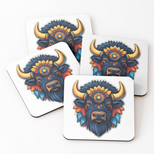 Item preview, Tribal bison sticker with feathers designed and sold by Creet-Design.